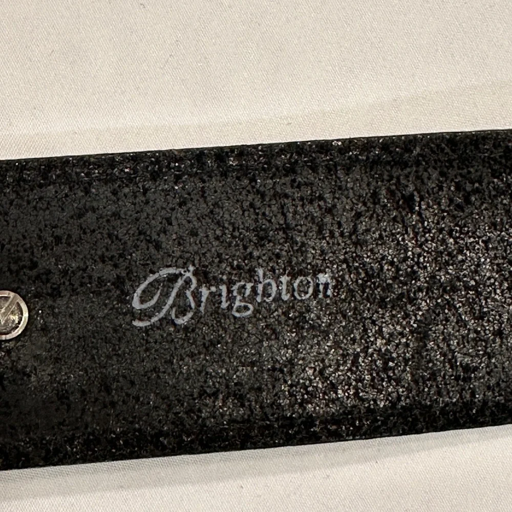 Brighton Embroidered Leather Western Belt‎ Womens 34 Black Silver Buckle | Boho